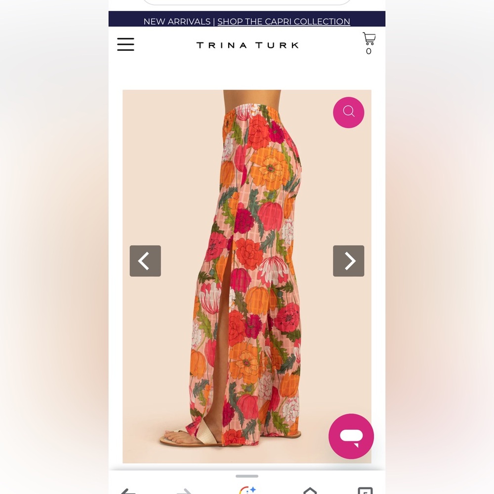 Trina Turk sunny bloom slit swim pant in size large